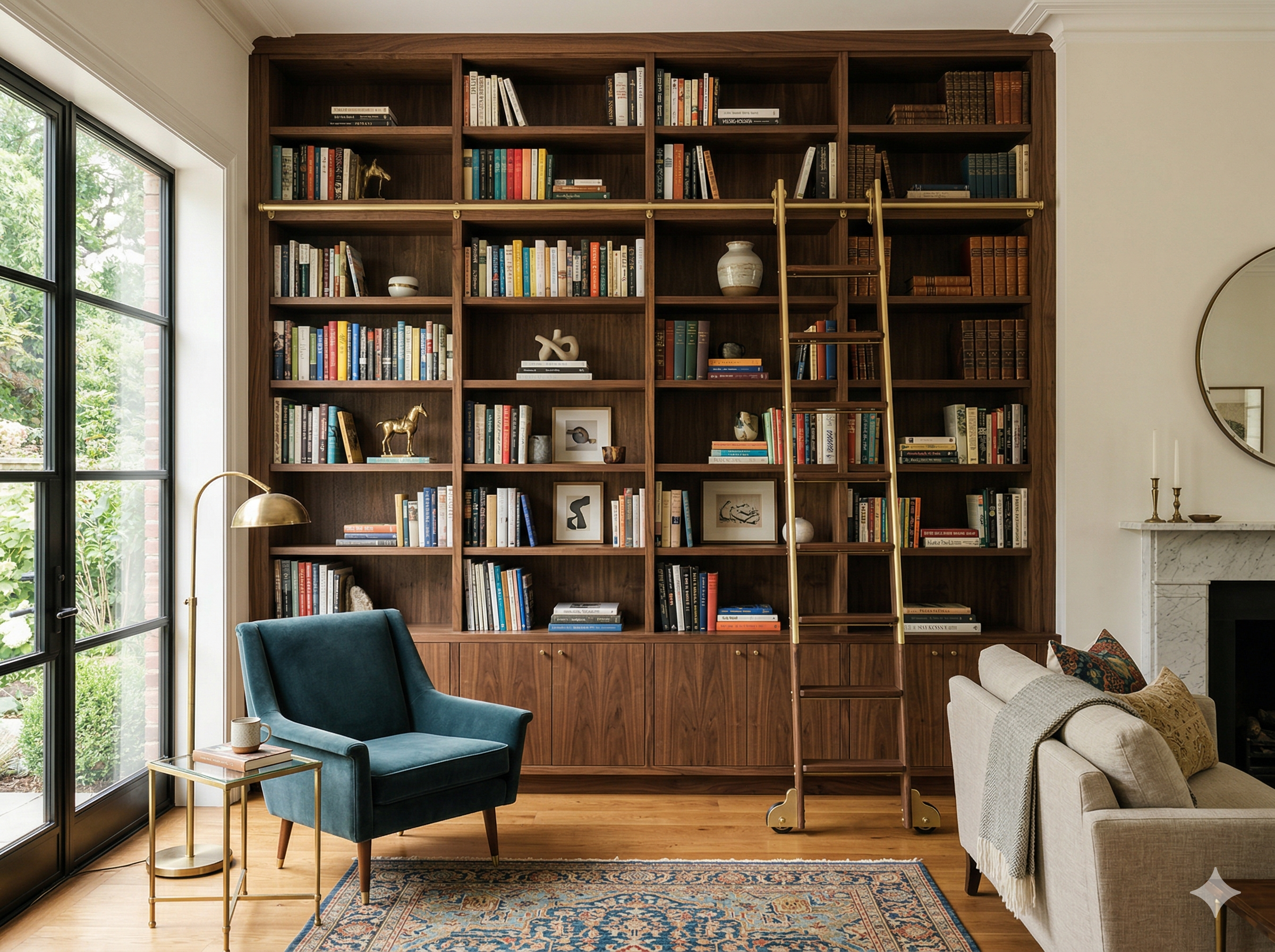 Bibliothèque murale en noyer