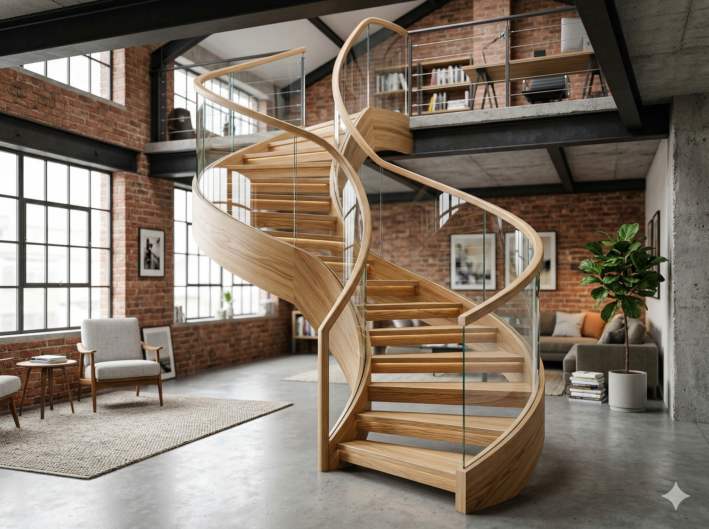 Escalier sculptural en frêne