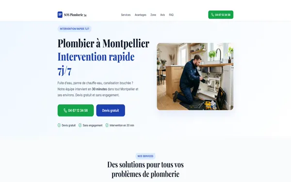 Aperçu modèle Plombier